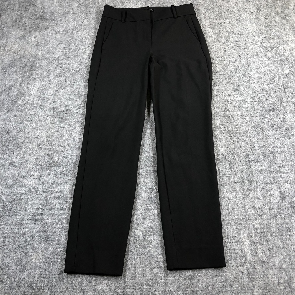 J.Crew Mercantile Pants Womens 00 Black Twill Slim Straight Stretch Dress Work